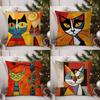 Classic Picasso Cat Oil Pillow Case Home Dorm Chair Back Short Plush Double-Sided Printing Office Nap Time Cushion Cover