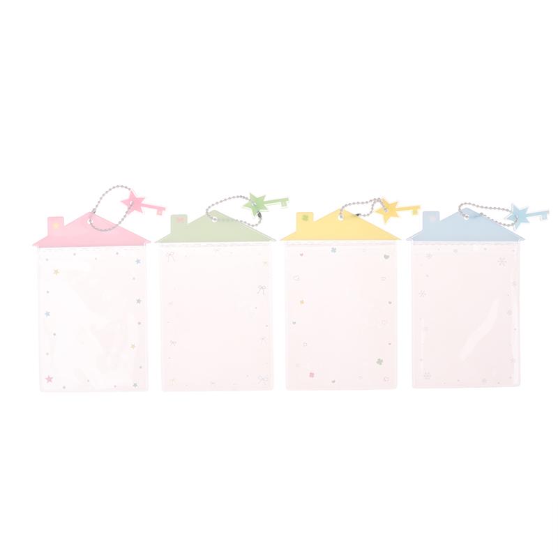Cute Cartoon Transparent House Card Cover Pvc Clear Photo Holder Badge Id Credit Card Case Student Campus Cards Protector