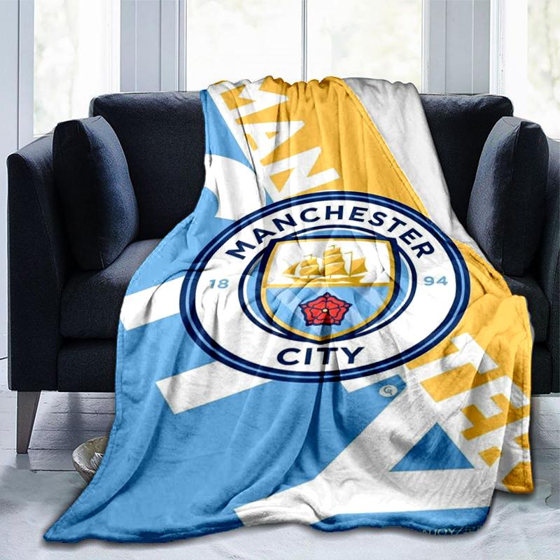 Couverture imprimée City Football Club Couvertures douces en flanelle pour canapé lit Cadeaux pour hommes femmes Couverture de pique-nique Cadeaux de Noël