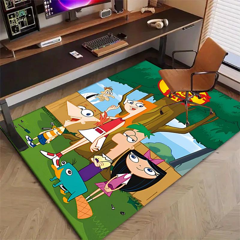 1pc P-Phineas and Ferb Design Printed Area Rug Carpet for Bedroom Living Room Home Decor Rugs Mat Non Slip Mat Rug for Bedside