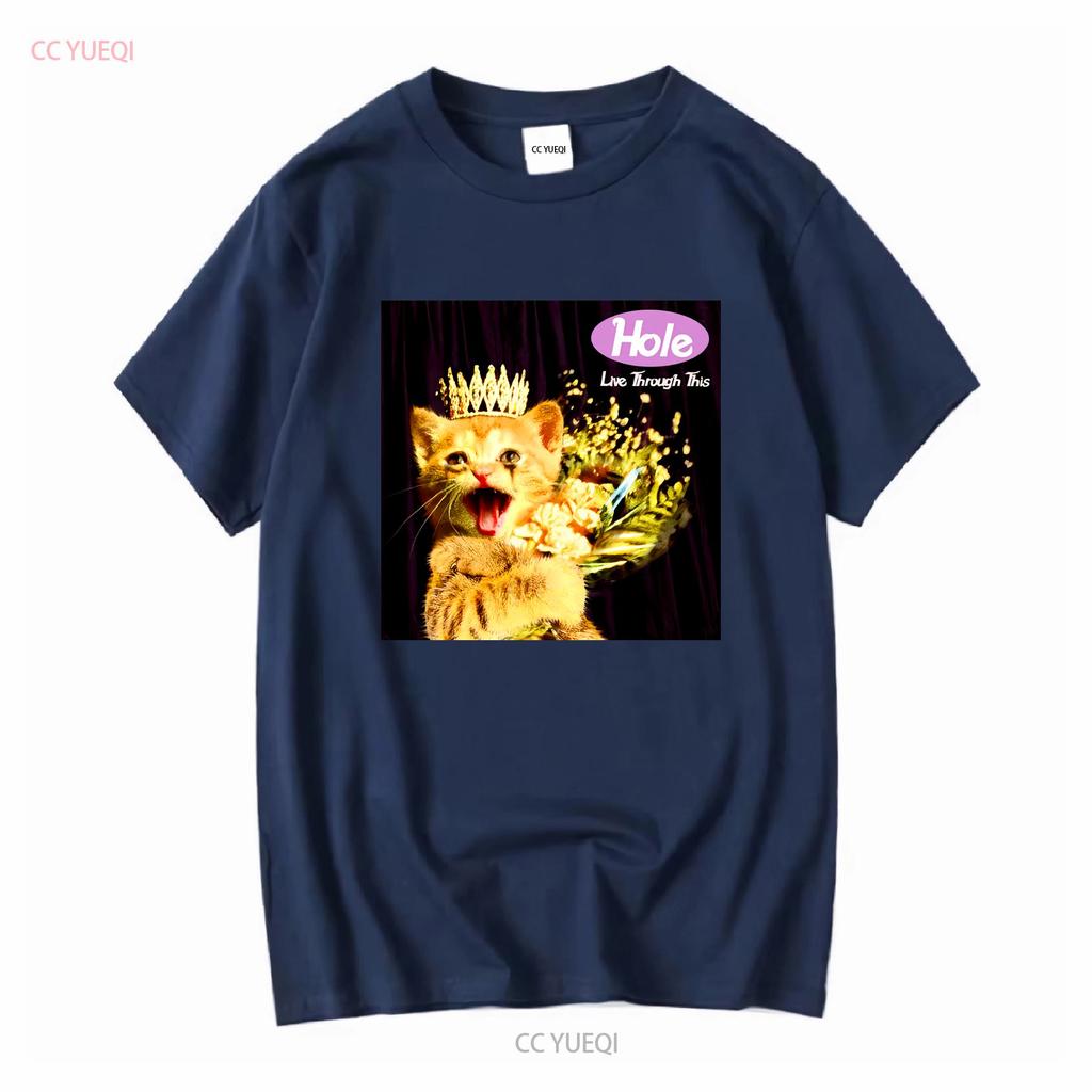 Funny Cat Hole Band Live Through This For Fan Black All Size T Shirt KC804 vintage Washed Stylish Comfortable streetwear Unisex