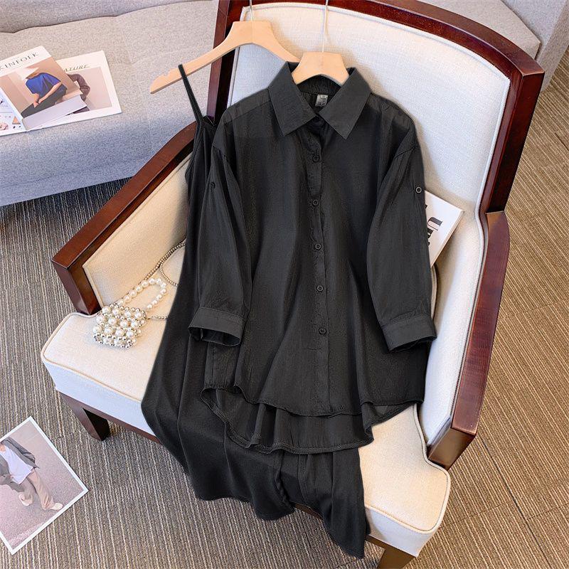 Plus Size Women's 2026 Spring/Autumn Fashion: Casual Two-Piece Set – Loose Fit, Belly-Covering, Slimming Suit.