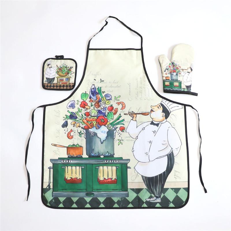 

3 шт./комплект рождественский печатный кухонный фартук маслостойкий духовой фартук для выпечки теплоизоляционная прокладка для рождественской вечеринки декор