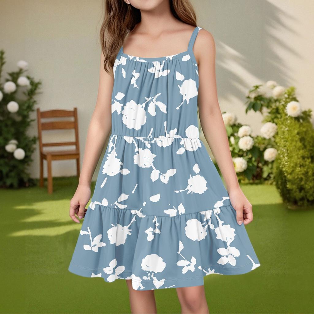 Kinder Sommer Freizeitmode Rundhals Ärmelloses Kleid