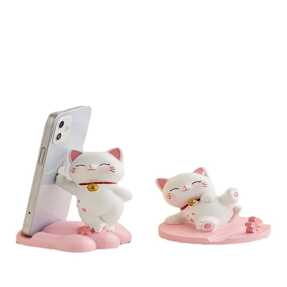 Cute Fortune Cat Cell Phone Holder Bracket Cartoon Cute Cell Phone Holder Creative Cute style small animal