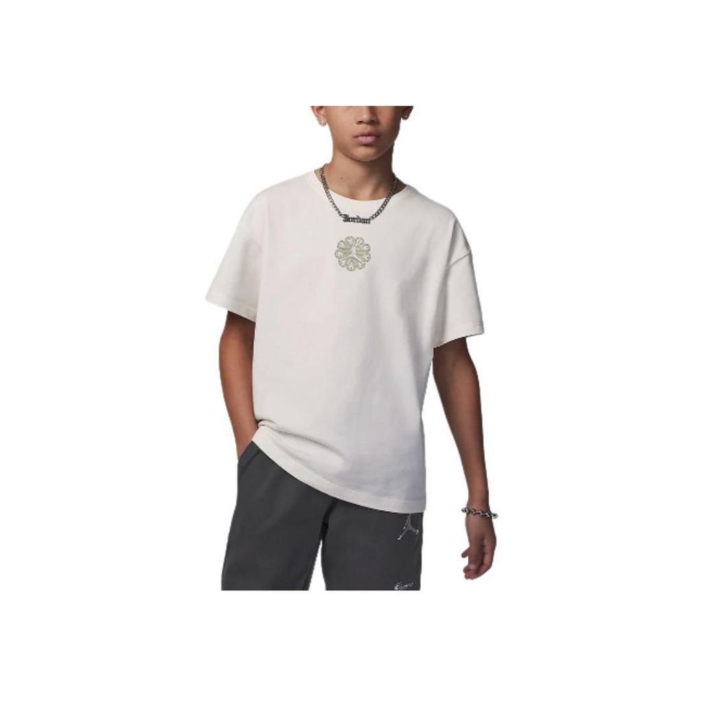 Jordan Harmony Logo Printed Round Neck Casual Short Sleeve T-Shirt Kids Tops Sail-White HJ8055-133