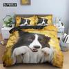 Cute Dog Bedding Set Microfiber 3D Pet Puppy Duvet Cover Animal Theme Quilt Cover Single Queen King For Child Boys Girls Bedroom
