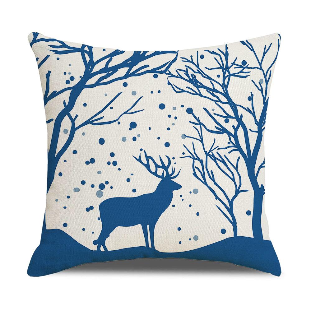 

Синяя Простая Рождественская Наволочка Лось Снежинка Наволочка Домашний Текстиль Автомобиль Диван Декоративная Подушка 45 * 45Cm (excluding pillow core)
