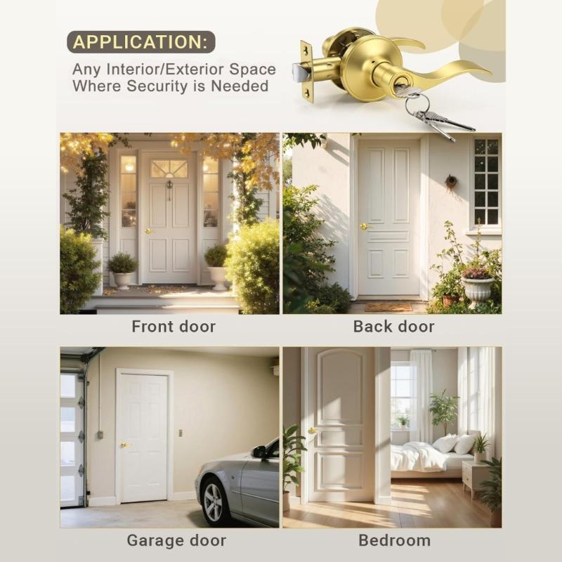 Zincs Alloy Door Lock Thickened Entry Door Handle with Lock and Key Waterproof and AntiRust Door Handle Lock Enduring