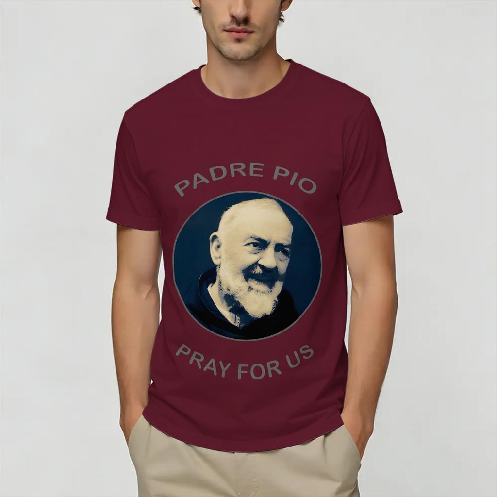 Unisexs TShirts Padre Pio Novelty 100 Cotton Tees Short Sleeve T Shirts Round Neck Clothes Gift Idea