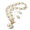 3Pcs Elegant Necklace Bracelet Earring Light Luxury Pearl Beads Necklace Pearl Jewelry Set  Party