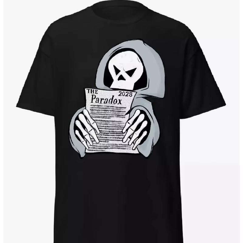 

The Paradox Skull graphic 100Cotton Tshirt unisex Y2k 2026 summer New Oneck retro rock gothic style fashion Short Sleeve shirt 4XL