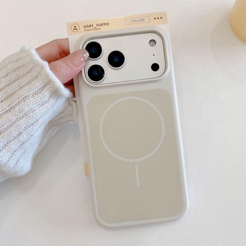 Dual-Color Liquid Silicone Magnetic Ring Case for iPhone 17 Pro Max - Skin-Feel Finish