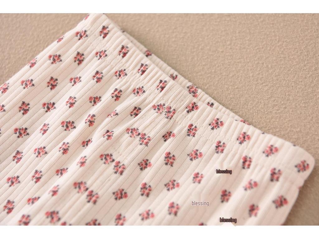 Children's Cotton Thermal Pajama Set - Long-Sleeved, Elastic, Cute, Fashionable, Versatile Autumn Wear