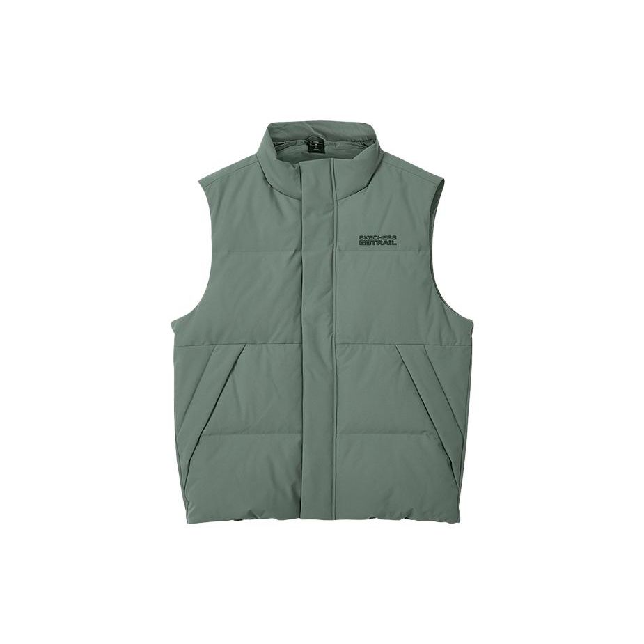 Skechers Stroll Series Solid Color Outdoor Stand Collar Casual Commuter Warm Vest Men vest Tequila-Green L423M157-035Z S