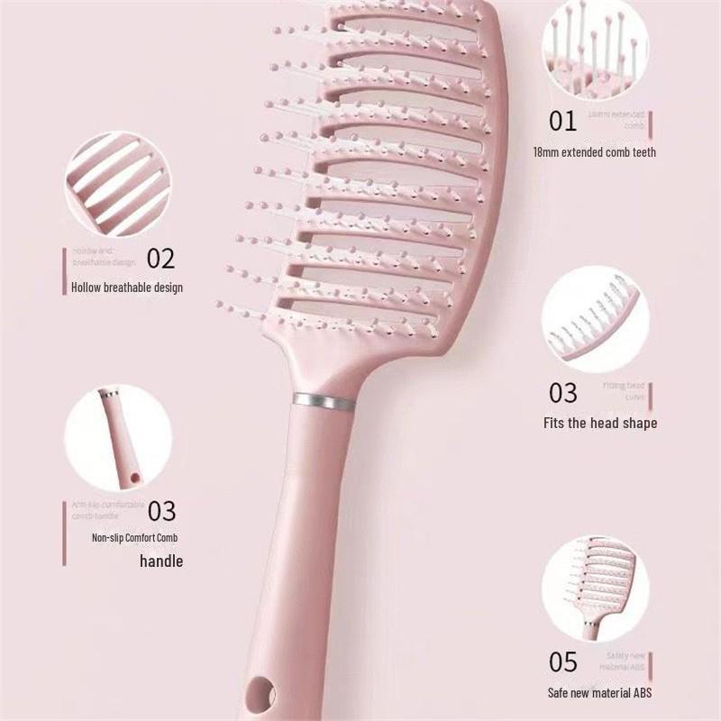 

Men s Macaron Large Curved Comb: Scalp Massage & Curly Hair Styling with Nine Rib Arcs