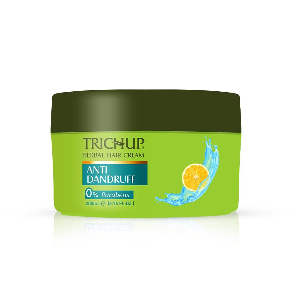 Crème capillaire herbal Trichup Anti-Pelliculaire - Enrichie en Huiles de Neem, Romarin, Citron et Arbre à Thé - Combat les Pellicules, Apaise le Cuir Chevelu qui Démange et Pèle (