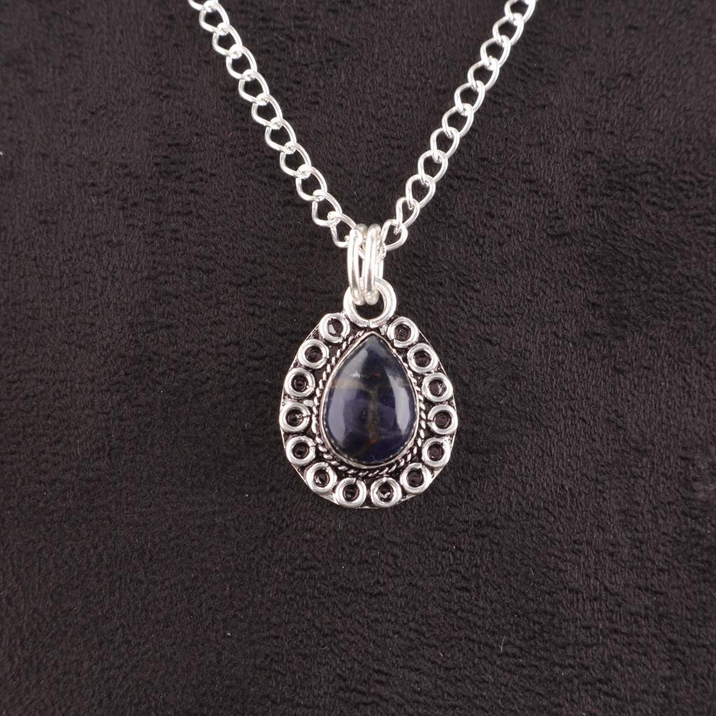 Sodalite Stone Anniversary Sisters Gift Birthday Boho Pendant Jewelry 925 Silver PP-26-29