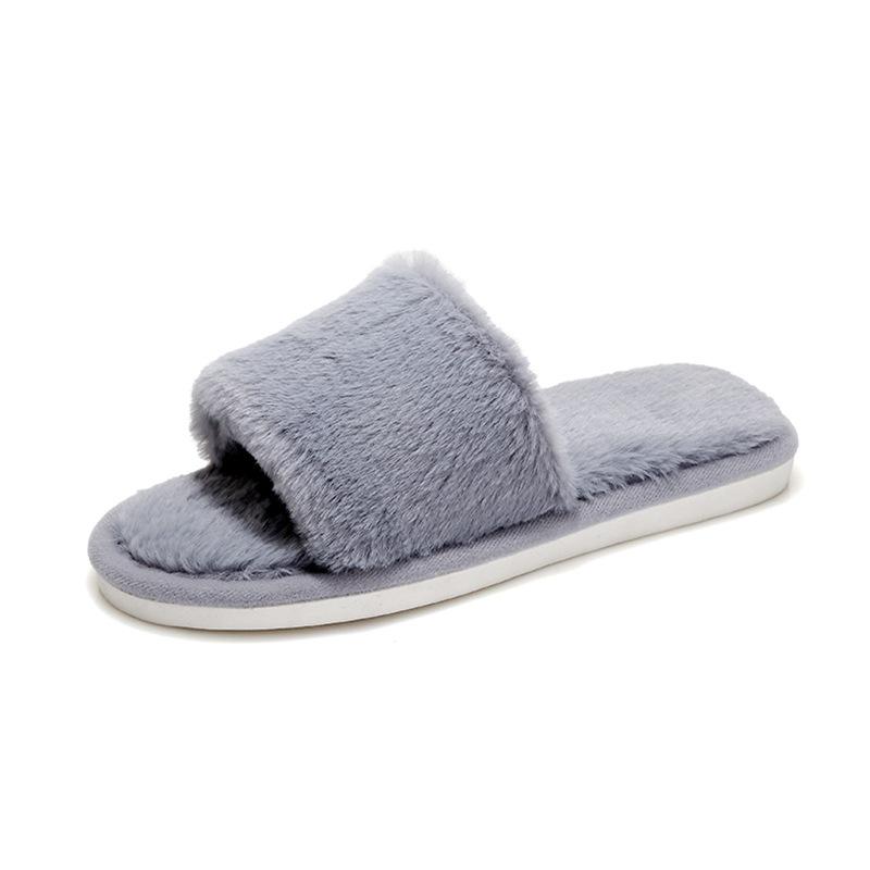 Fairy Style Women's Solid Color Furry Slippers for Outdoor Wear - Autumn 2023 Collection