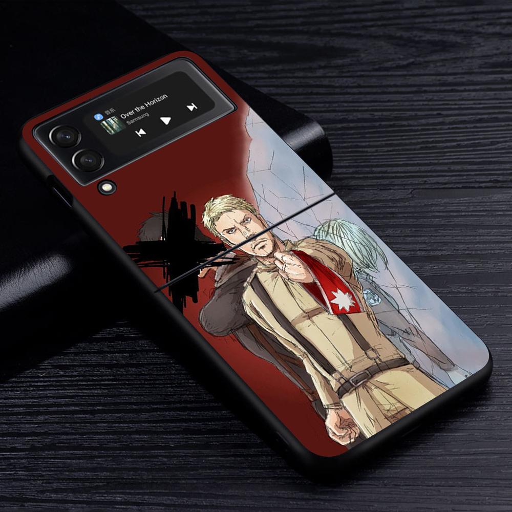 

Аниме Чехол для мобильного телефона Attack On Titan для Samsung Galaxy Z Flip3 5G Flip4 Черный Чехол Z Flip 3 Жесткий ПК Роскошный Чехол Zflip3 Funda Samsung Z Flip4 5G
