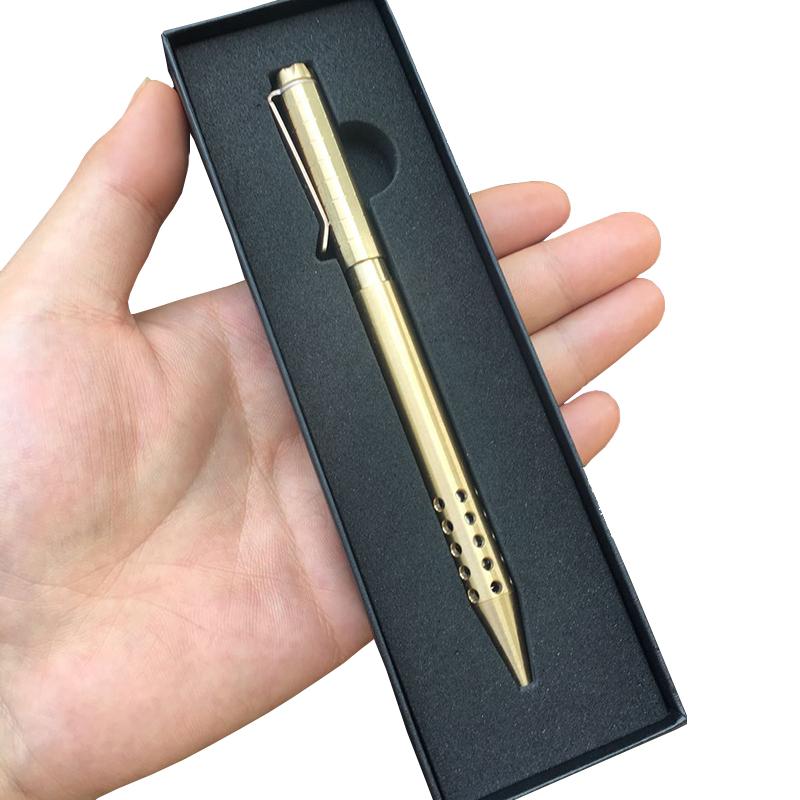 Retro Brass Pen With Gift Box Rollerball Pen Copper Durable Copper Gift Pen Handmade Signing Pen Outdoor Tools Party Gift