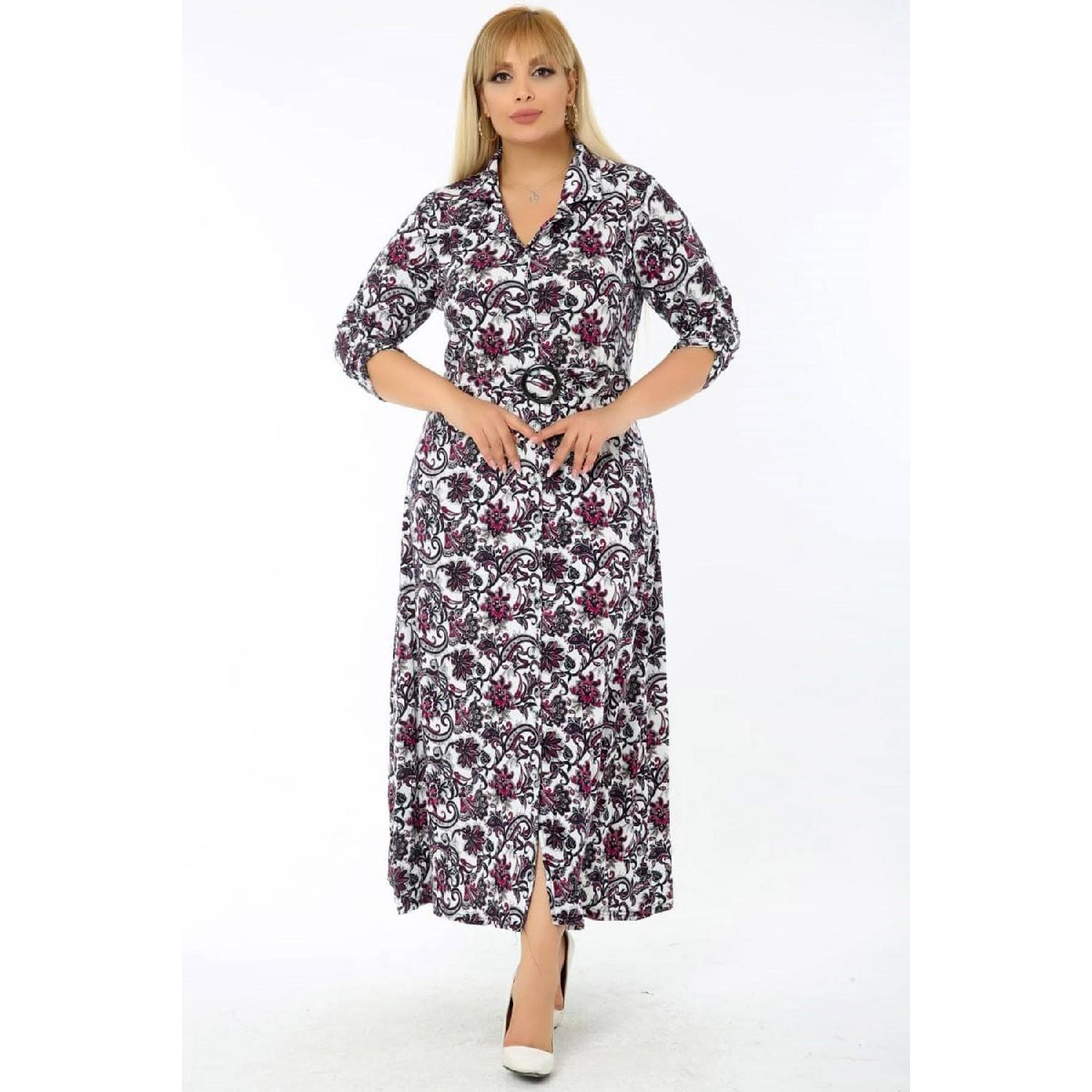 

Flower Patterned Long Arm Sliped Shooting Dress 42-44