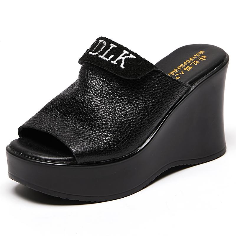 Mode GKTINOO 2025 Pantoufles Rétro Chaussures en Cuir Véritable Sandales Faites Main Pantoufles Femme Bout Ouvert Plateforme Compensée Sabots Pour Femmes