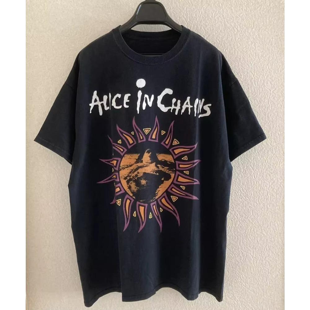 Alice In Chains DIRT Album Basic Black Short Sleeve 2-Sided Cotton T-Shirt Summer New Men's and Women's Retro Fashion T-Shirt