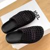 2025 Summer New Handwoven Retro Bag Head Slippers Wear Thick Bottom Hollow One Pedal Lazy Sandals Woman