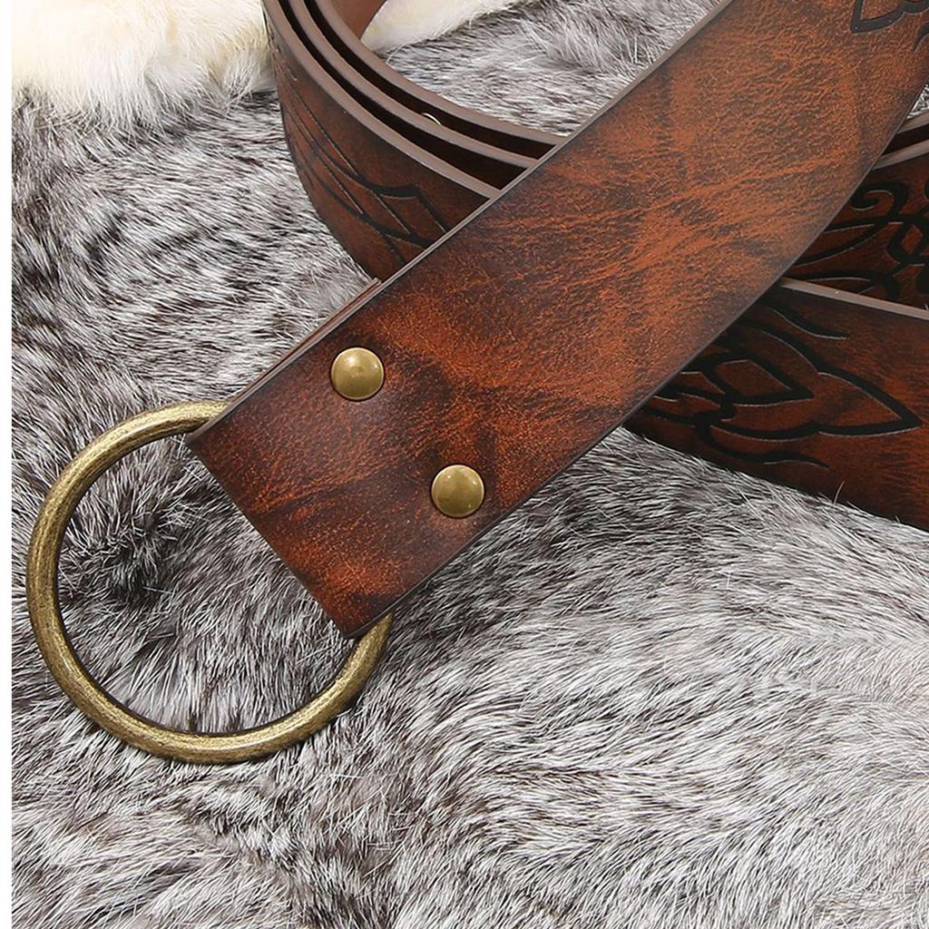 Medieval Waistband Vintage Cosplay Viking Studded Belt for Men Cosplay Supplies PU Waistband for Photoshoots and Stage