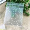 100 PCS Gift Cookie Baking White Dots Self Adhesive Plastic Packaging Bag Seal OPP