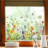 Static Cling Window Stickers Watercolor Wildflowers Butterflies No Glue for Home Decor