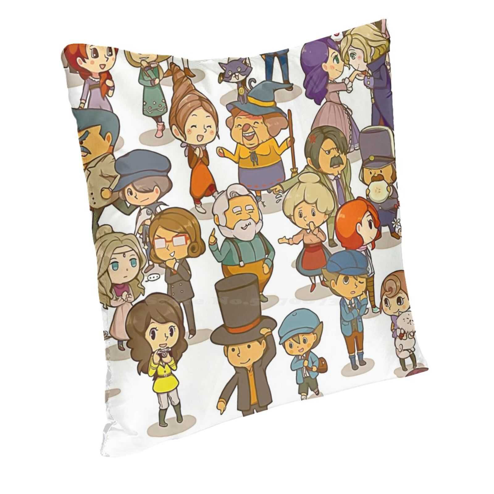 Professor Layton And The New World Home Sofa Car Waist Throw Pillowcase Professor Layton And The New World Professor Layton Peach skin 18*18(CM)-1Pcs