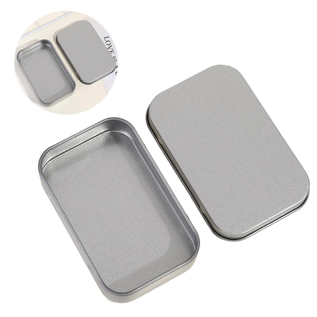 10PCS Metal Empty Hinged Tins Box Silvery Metal Hardware Iron Box with Lids for Keychains USB Flash Drive Small Items