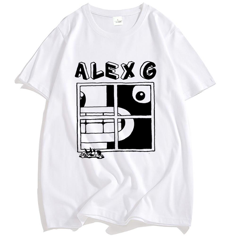 ALEX G Tričko s oknem Světlomety Album Potisk Trička Léto Krátký rukáv Volné Tričko O-výstřih Móda Pánské Dámské Oblečení