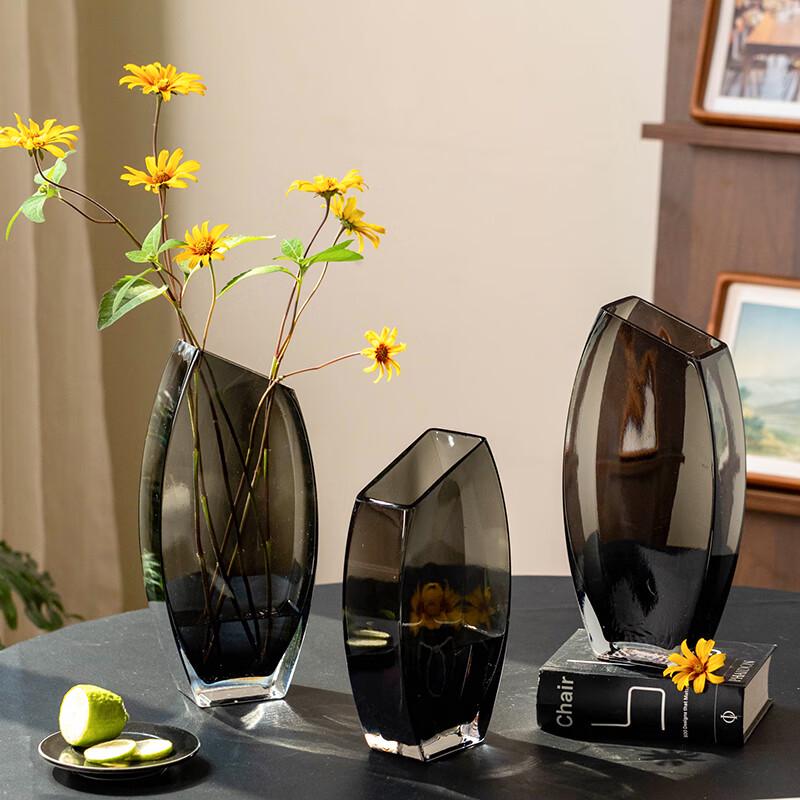 Modern Grey Glass Flower Vase