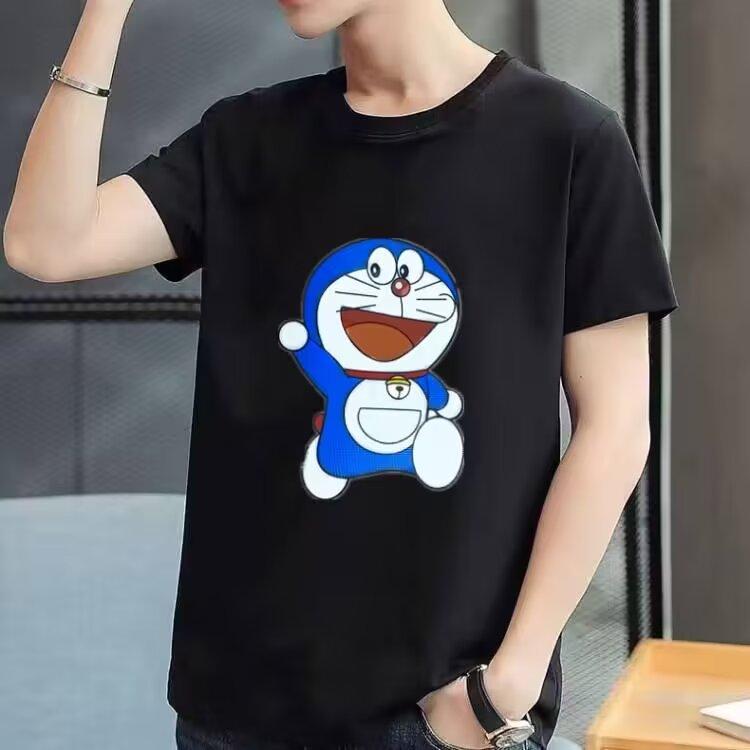M-5XL men's fashion T-shirt loose round neck tops trendy versatile cartoon animation printing T-shirt