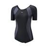 Li Ning Color Block Pullover Short Sleeve One Piece Swimsuit Women Swimwear Black ASLT060-1