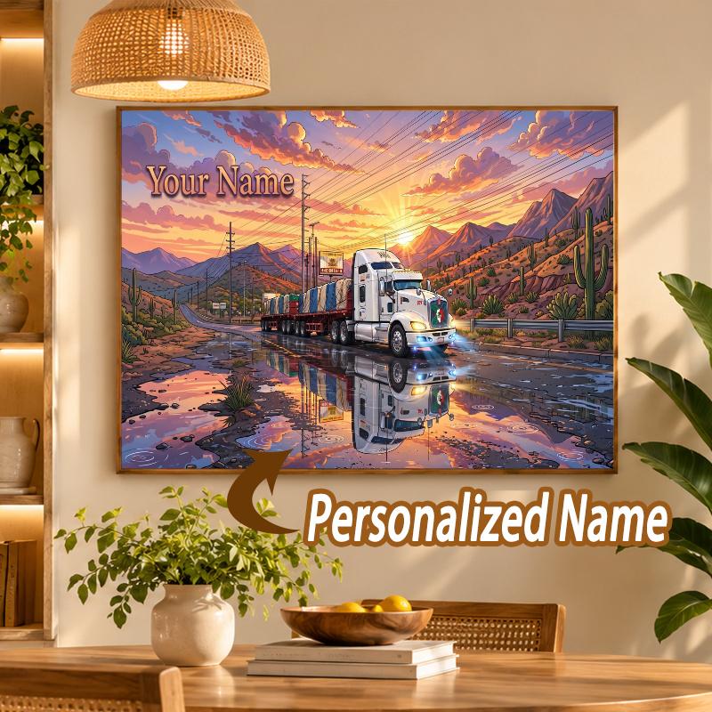 Custom Name Freightliner 5D Diamond Painting Personalized Full Drill Diamond Art Kit Gift