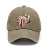 Baseball Popcorn Bat & Ball Graphic Baseball Cap Unisex Adjustable Outdoor Sun Protection
