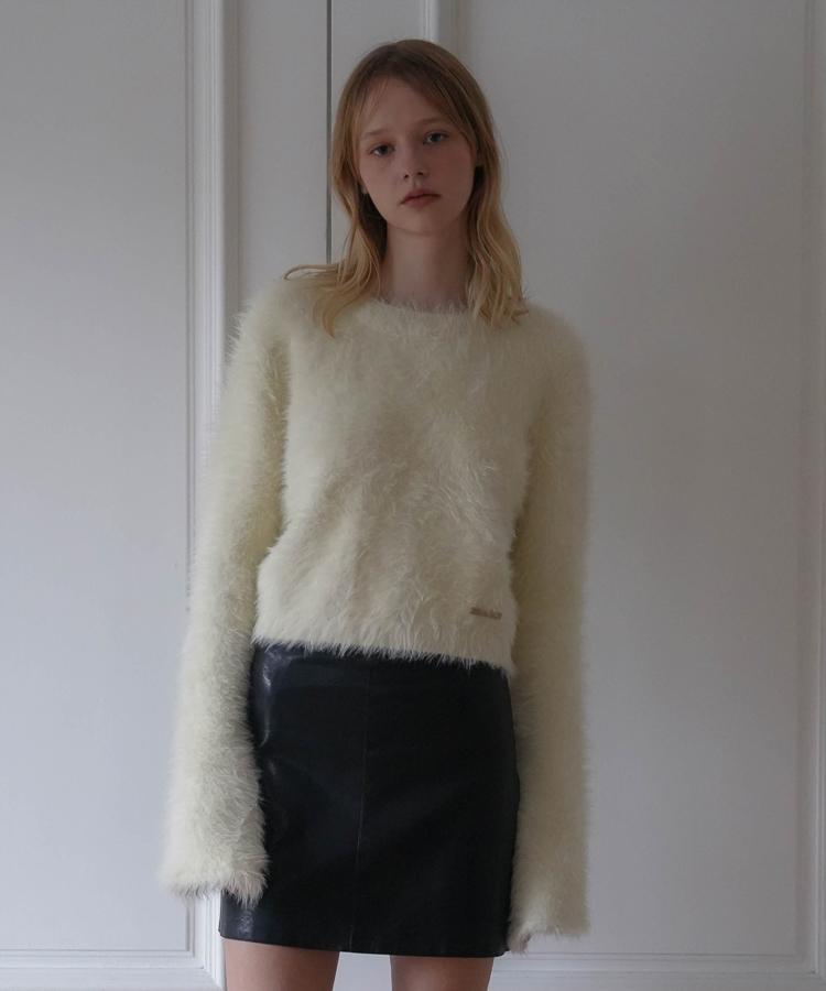 DEHEVE Hairy Flare Sleeve Knit [Cream]