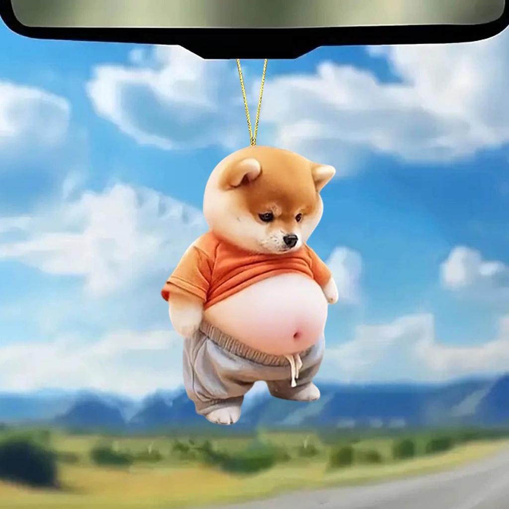 Animal Car Ornaments, Car Animal Ornaments | Novelty Fat Cat Dog Car Hangable Accessories