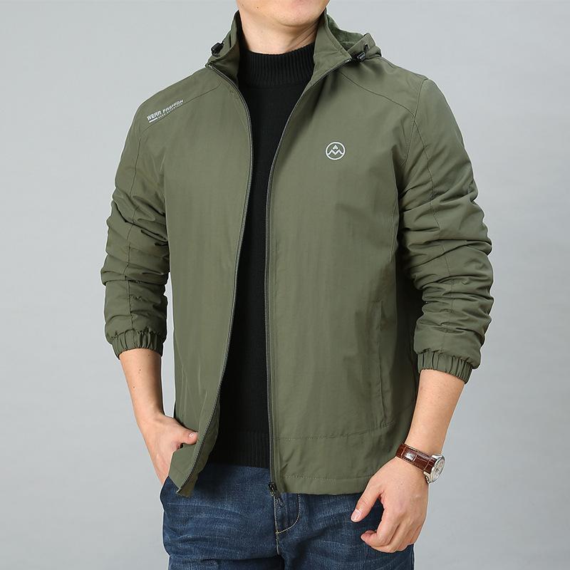 Men's Fleece Jacket Hooded Casual Blue Middle-aged Thermal Jacket