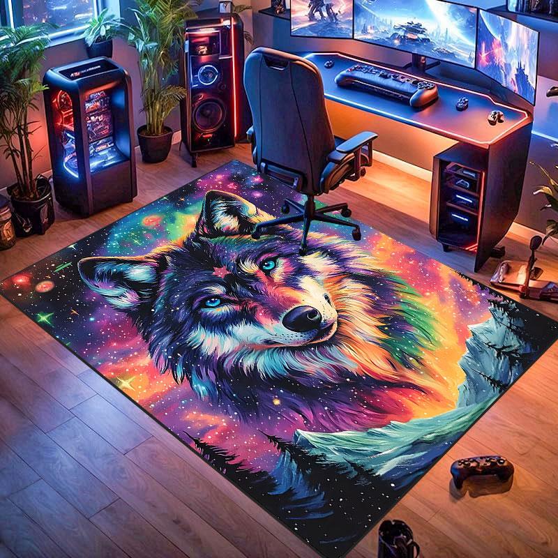 Wolf Pattern Rug, Non-slip Rug, Suitable for Living Room, Bedroom, Game Room, Computer Room and Home Décor.