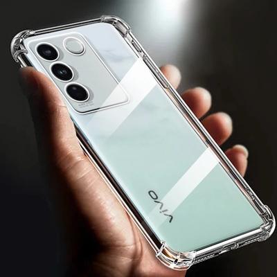 Zesílený Nárazuvzdorný Průhledný Měkký TPU Kryt na Telefon s Airbagem Pro Vivo V27 5G Průhledný Zadní Kryt Pro V 27 funda pouzdra 6.78"
