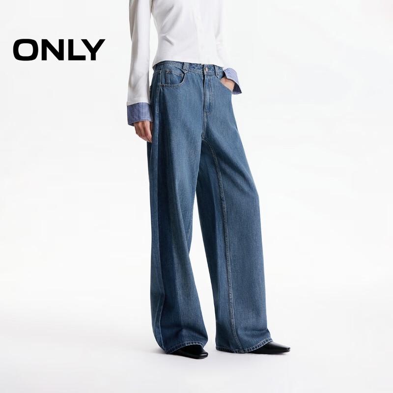ONLY Women s High-Waisted Straight-Leg Washed Denim Jeans