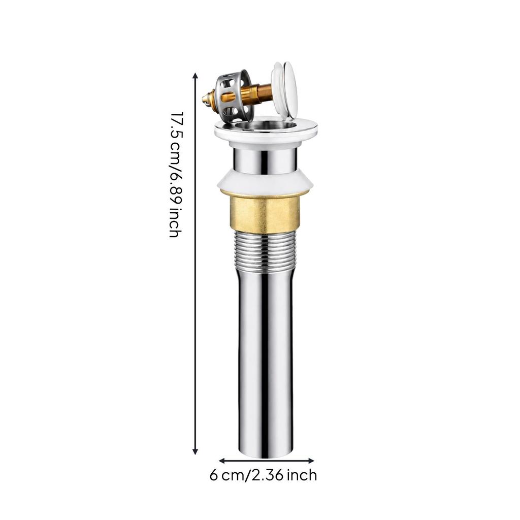 Overflow Basin Drain Stopper PushOperated Washroom Sink with Threaded Body Simple to Install