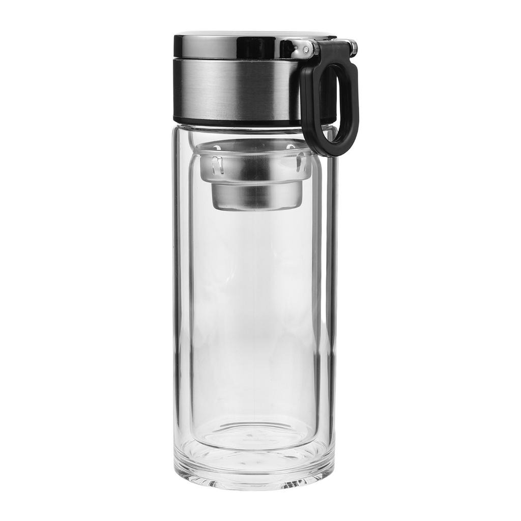 240Ml Glass Tea Infuser Bottle Double Layer Thermal Resistant Tumbler with Handle Tea Strainer Design for Office Travel Home