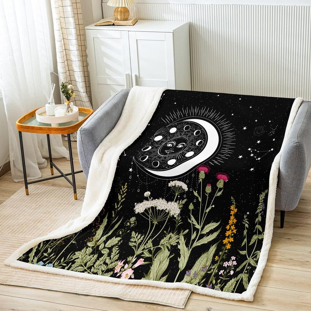 Red Rose Blanket Soft Fleece Throw Black Background Romantic Design Home Decor Gift for Her