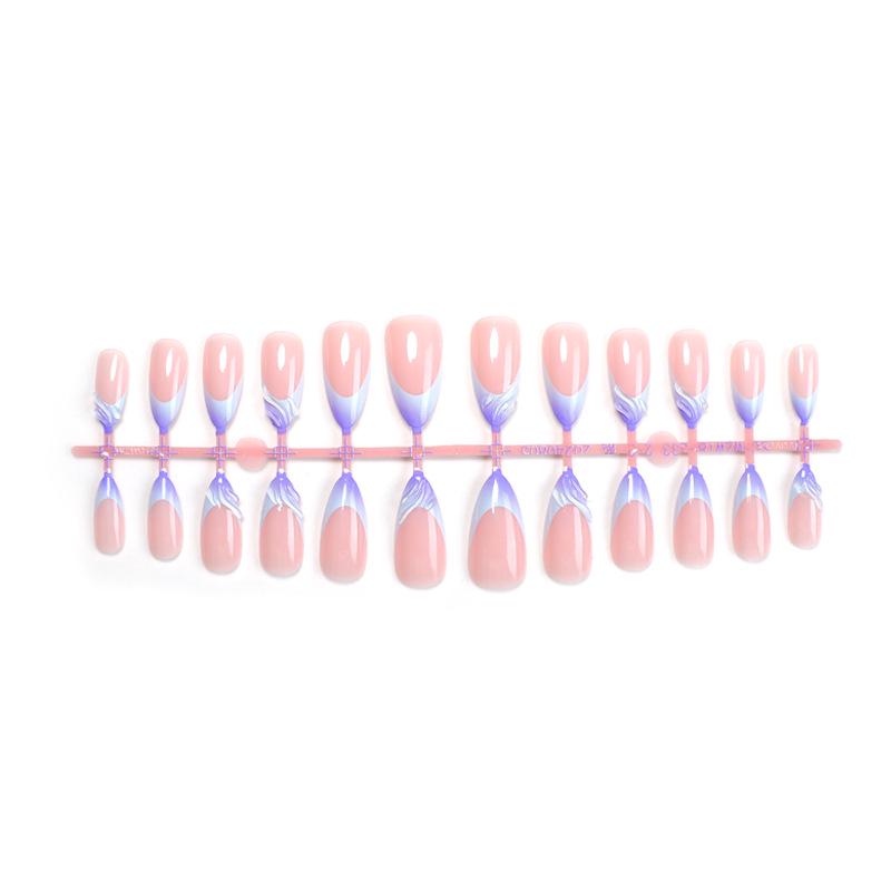 

Свежий голубой 3D миндальный французский маникюр – Шикарные европейские и американские накладные ногти